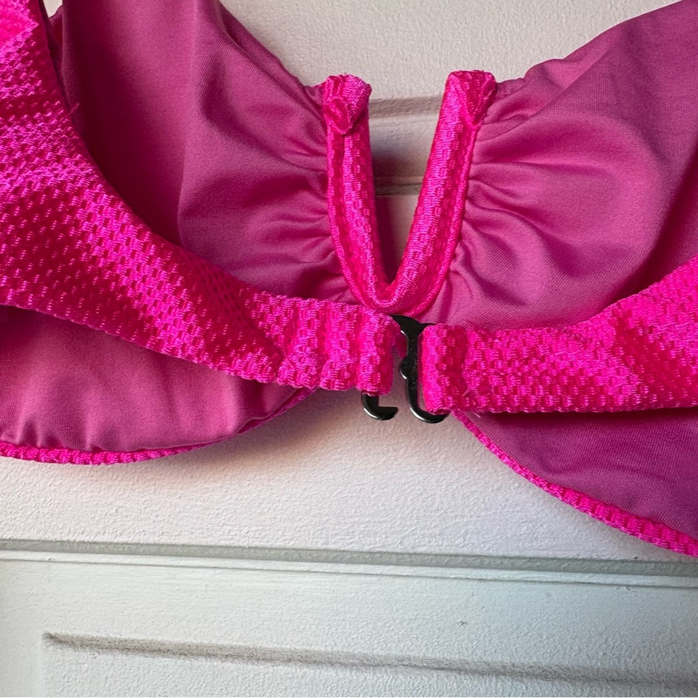Make heads turn ! 4 pc dark neon TiniBikini Vibrant Pink Bikini + Cover Up Set s - Picture 8 of 16